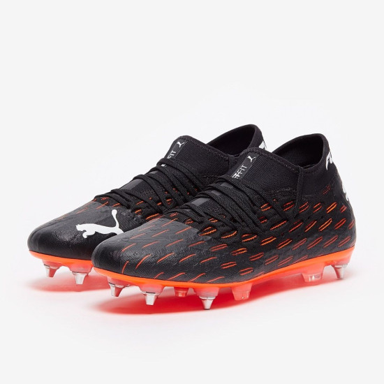 Sepatu Bola Puma Future 6.2 Netfit Mix SG Black White Shocking Orange 10618301