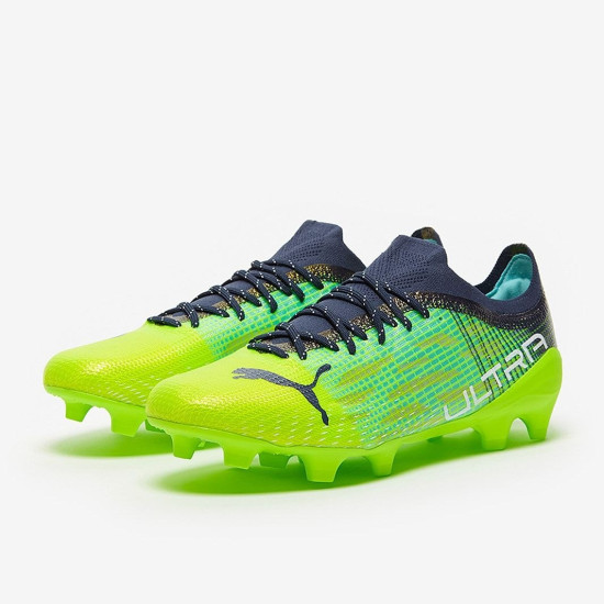 Sepatu Bola Puma Ultra 1.3 FG/AG Green Glare Elektro Aqua Spelbound 10647704