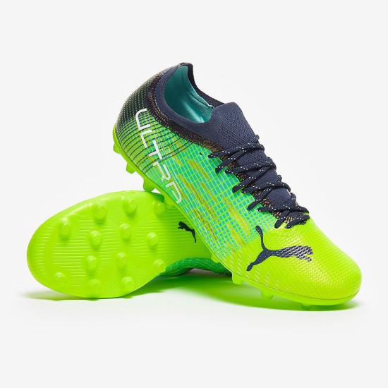 Sepatu Bola Puma Ultra 1.3 MG Green Glare Elektro Aqua Spelbound 10651504