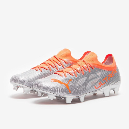 Sepatu Bola Puma Ultra 1.4 FG/AG Diamond Silver Neon Citrus 10669401