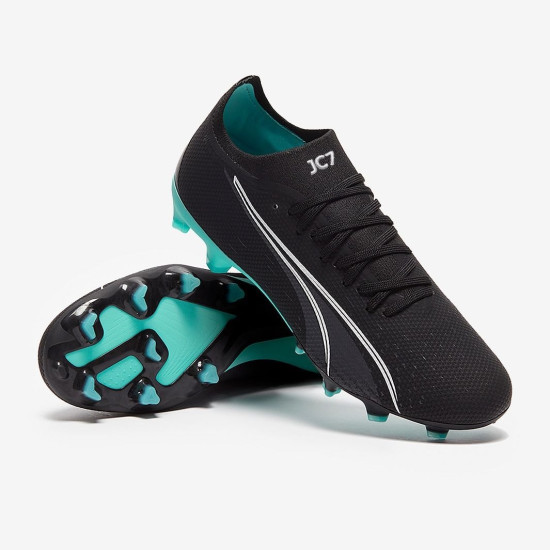 Sepatu Bola Puma Ultra Match FG/AG Puma Black Puma White Elektro Aqua 10690002