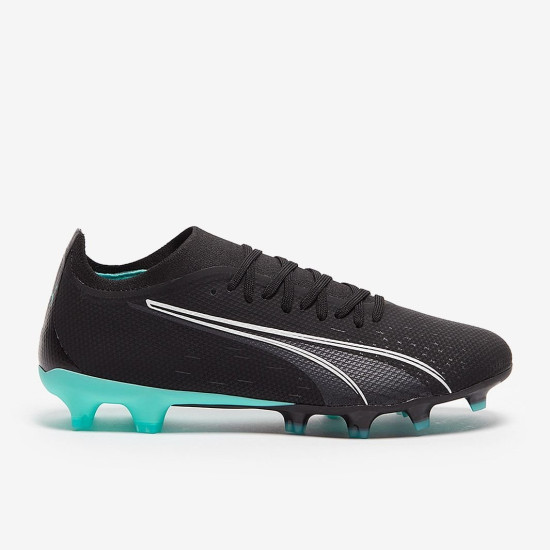 Sepatu Bola Puma Ultra Match FG/AG Puma Black Puma White Elektro Aqua 10690002