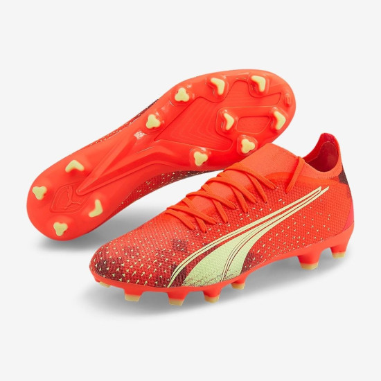 Sepatu Bola Puma Ultra Match FG/AG Fiery Coral Fizzy Light Puma Black 10690003