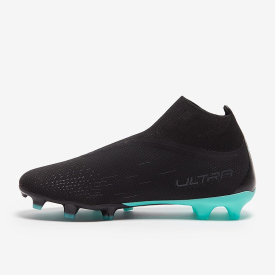 Sepatu Bola Puma Ultra Match+ Laceless FG/AG Puma Black Puma White Elektro Aqua 10703202