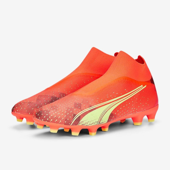 Sepatu Bola Puma Ultra Match+ LI FG/AG Fiery Coral Fizzy Light Puma Black 10703203