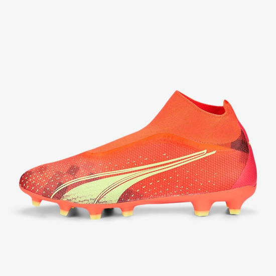 Sepatu Bola Puma Ultra Match+ LI FG/AG Fiery Coral Fizzy Light Puma Black 10703203