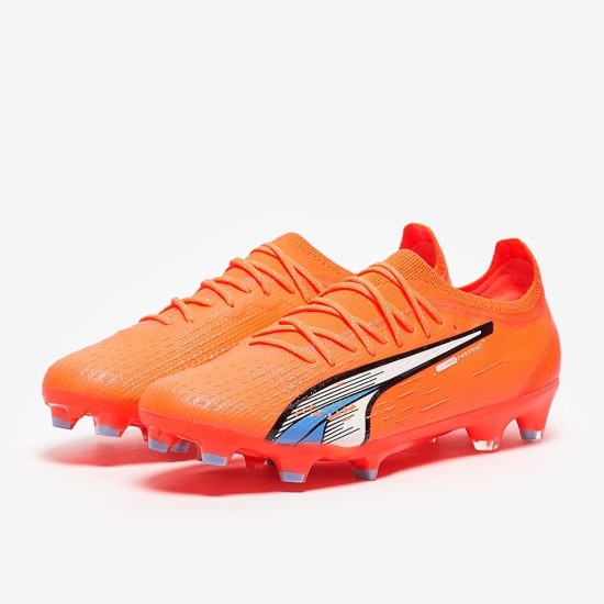 Sepatu Bola Puma Ultra Ultimate FG/AG Puma Ultra Orange Puma White Blue Glimmer 10716301