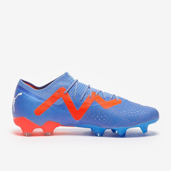 Sepatu Bola Puma Future Ultimate Low FG/AG Blue Glimmer Puma White Puma Ultra Orange 10716901