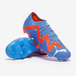 Sepatu Bola Puma Future Ultimate Low FG/AG Blue Glimmer Puma White Puma Ultra Orange 10716901