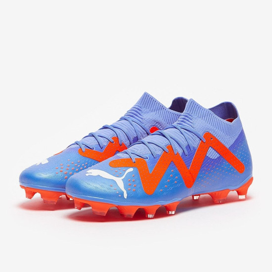 Sepatu Bola Puma Future Match FG/AG Blue Glimmer Puma White Puma Ultra Orange 10718001