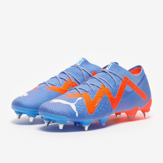 Sepatu Bola Puma Future Ultimate Low SG Blue Glimmer Puma White Puma Ultra Orange 10720901