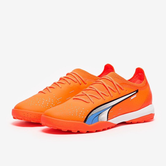 Sepatu Futsal Puma Ultra Ultimate Cage Puma Ultra Orange Puma White Blue Glimmer 10721001