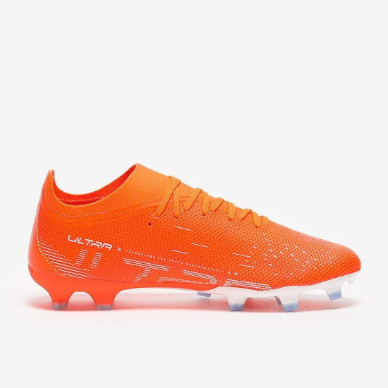 Sepatu Bola Puma Ultra Match FG/AG Puma Ultra Orange Puma White Blue Glimmer 10721701