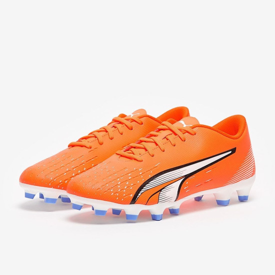 Sepatu Bola Puma Ultra Play FG/AG Puma Ultra Orange Puma White Blue Glimmer 10722401