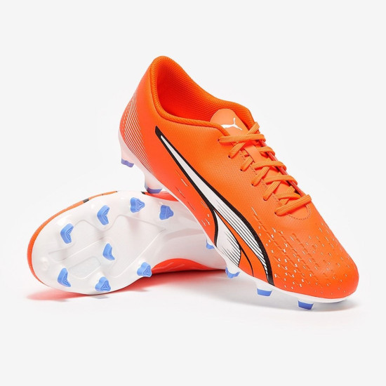 Sepatu Bola Puma Ultra Play FG/AG Puma Ultra Orange Puma White Blue Glimmer 10722401