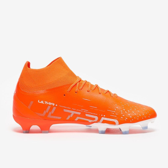 Sepatu Bola Puma Ultra Pro FG/AG Puma Ultra Orange Puma White Blue Glimmer 10724001