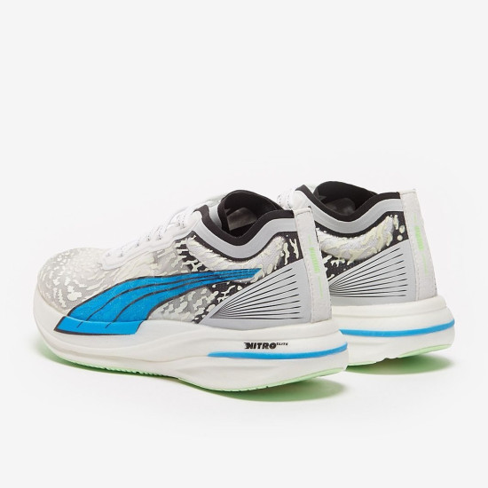 Sepatu Lari Puma Deviate Nitro Elite Racer Wildwash Puma White Ocean Dive Fizzy Lime 376538-01