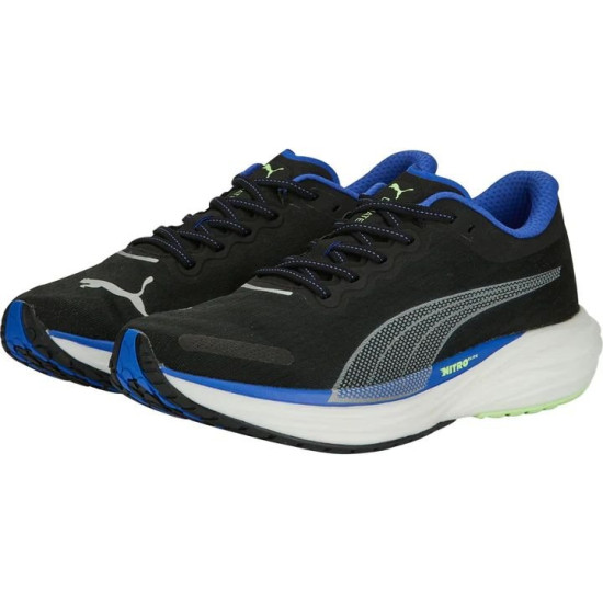 Sepatu Lari Puma Deviate Nitro 2 Puma Black Royal Sapphire Fizzy Lime 376807 11-7