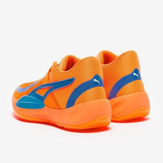 Sepatu Basket Puma Neymar Jr x Puma Rise Nitro Ultra Orange Blue Glimmer Puma White 378947-01