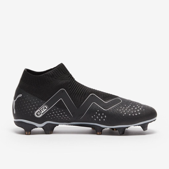 Sepatu Bola Puma Future Match+ Laceless FG/AG Black Silver 10736602