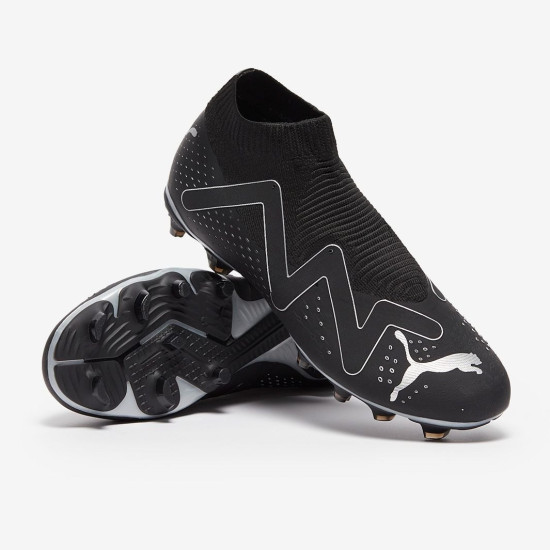 Sepatu Bola Puma Future Match+ Laceless FG/AG Black Silver 10736602