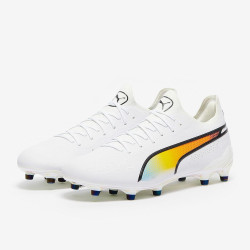 Sepatu Bola Puma King Ultimate Icon FG/AG White Black Pele Yellow 10731201