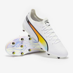 Sepatu Bola Puma King Ultimate Icon FG/AG White Black Pele Yellow 10731201