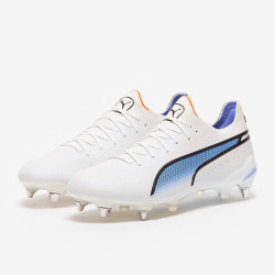 Sepatu Bola Puma King  Ultimate SG Puma White Black Blue 10709801