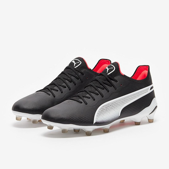 Sepatu Bola Puma King Ultimate FG/AG Black White Fire Orchid 10756301