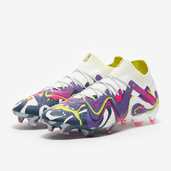 Sepatu Bola Puma Future Ultimate Creativity FG/AG Puma White Violet Yellow 10732301