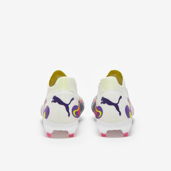 Sepatu Bola Puma Future Ultimate Creativity FG/AG Puma White Violet Yellow 10732301