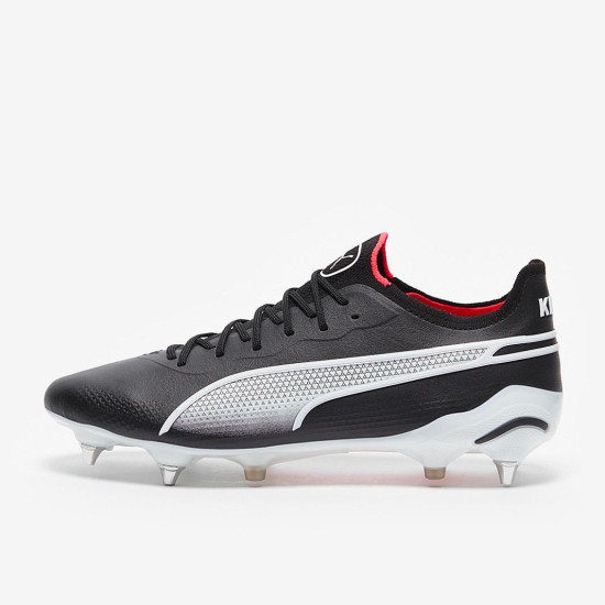 Sepatu Bola Puma King Ultimate MxSG Black White Fire Orchid 10756201