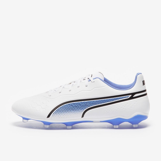 Sepatu Bola Puma King  Match FG/AG Puma White Black Blue 10725701