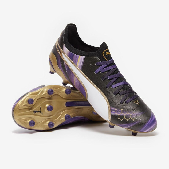 Sepatu Bola Puma King Ultimate Elements FG/AG Puma Black Gold 10731701