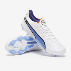 Sepatu Bola Puma King  Ultimate FG/AG Puma White Black Blue 10709701