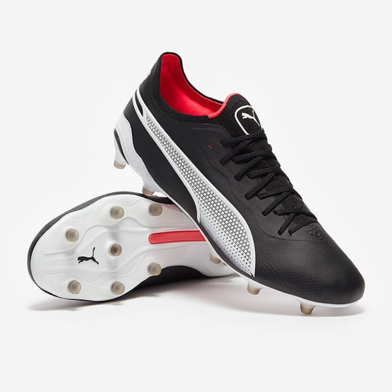 Sepatu Bola Puma King Ultimate FG/AG Black White Fire Orchid 10756301