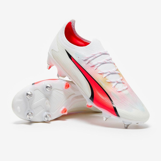 Sepatu Bola Puma ultra Ultimate MXSG Puma White Fire Orchid 10750401