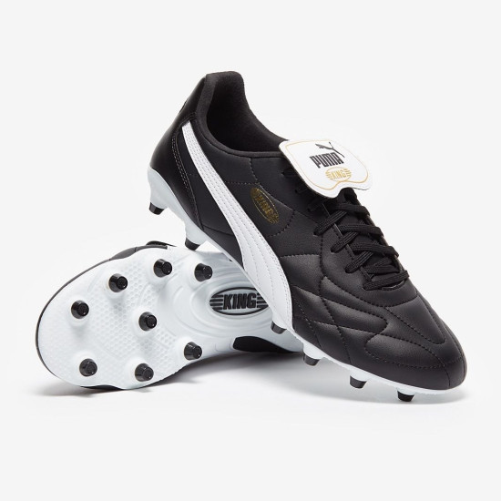 Sepatu Bola Puma King Top FG/AG Black White Gold 10734801