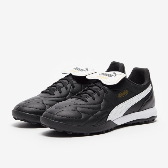 Sepatu Futsal Puma King Top TT Black White Gold 10741701