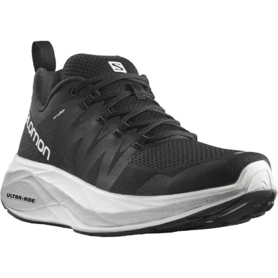 Sepatu Lari Salomon Glide Max Black White Lunar Rock L41697700-5