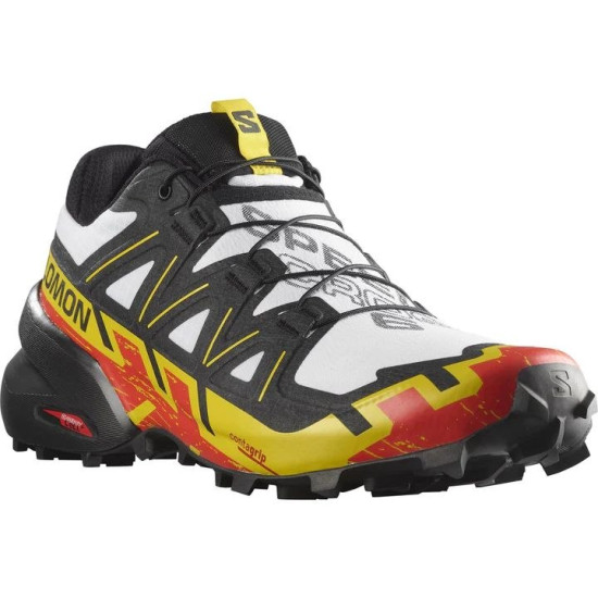 Sepatu Lari Salomon Speedcross 6 Trail White Black  Empire Yellow L41737800-7