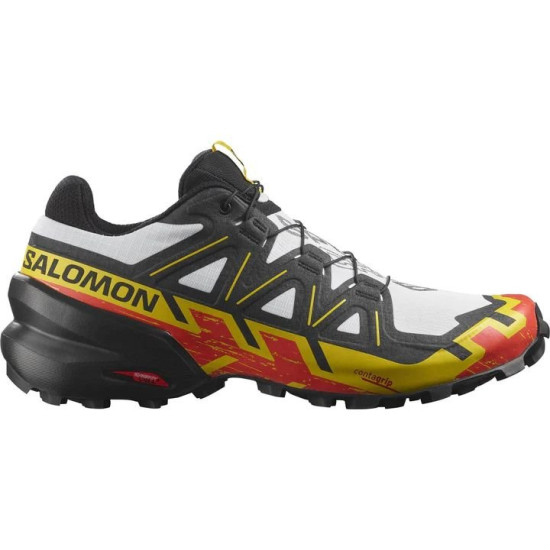 Sepatu Lari Salomon Speedcross 6 Trail White Black  Empire Yellow L41737800-7