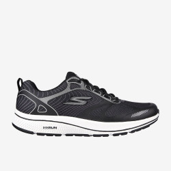 Sepatu Lari Skechers Go Run Consistent Fleet Rush Black Textile Synthetic White Trim 220035-BKW