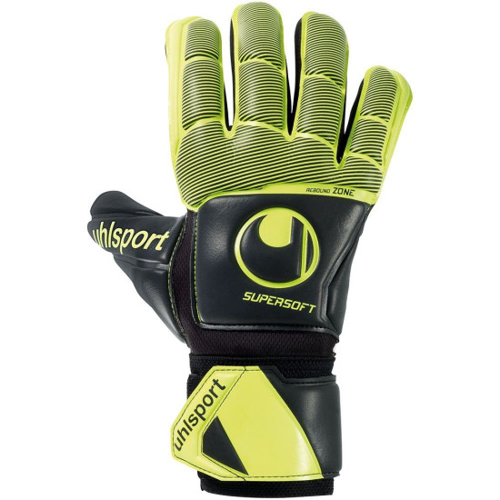 Sarung Tangan Kiper Uhlsport Supersoft HN Flexframe Black Fluo Yellow 101121801