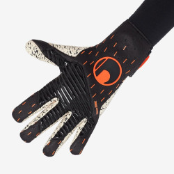 Sarung Tangan Kiper Uhlsport Speed Contact Supergrip+ Finger Surround Black White Fluo Orange 101126001