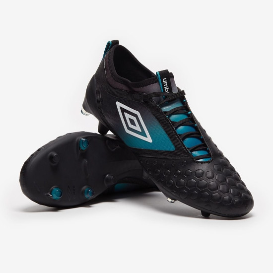 Sepatu Bola Umbro Accuro II Pro FG Black White Caribbean Sea 81315U-FYT