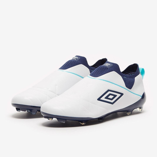 Sepatu Bola Umbro Medusæ III Elite FG White Medieval Blue Blue Radiance 81462U-JC6