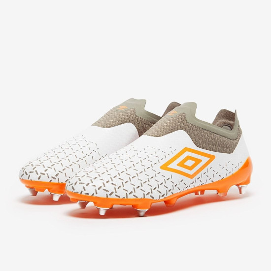 Sepatu Bola Umbro Velocita V Elite SG White Carrot Gray 81649U-JM9