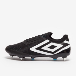 Sepatu Bola Umbro Velocita VI Pro SG Black White Cyan Blue 81683U-SWH