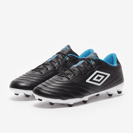 Sepatu Bola Umbro Tocco III Club FG Black White Malibu Blue 81857U-LMN